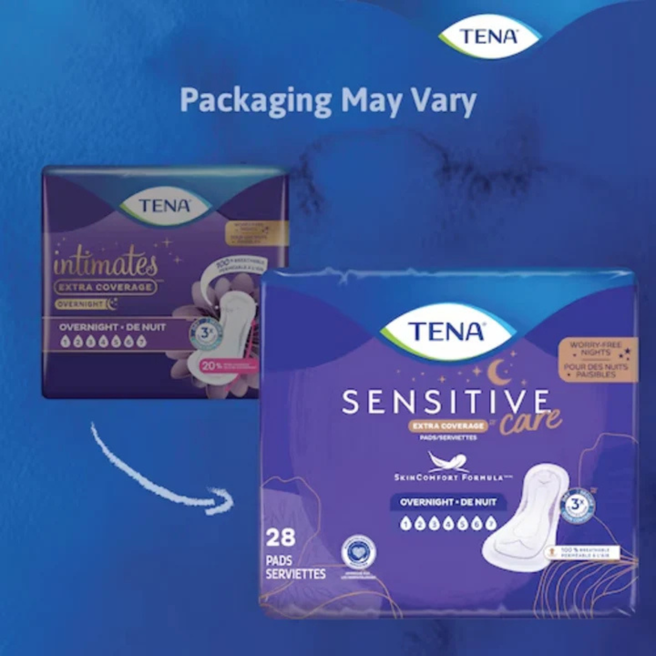 TENA Soins Sensibles Serviettes de Nuit