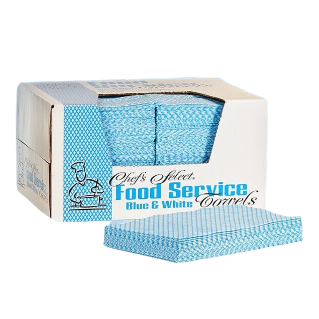 Chiffon bleu pour service alimentaire 13"X21" 150/CS 1/4 PLIÉ