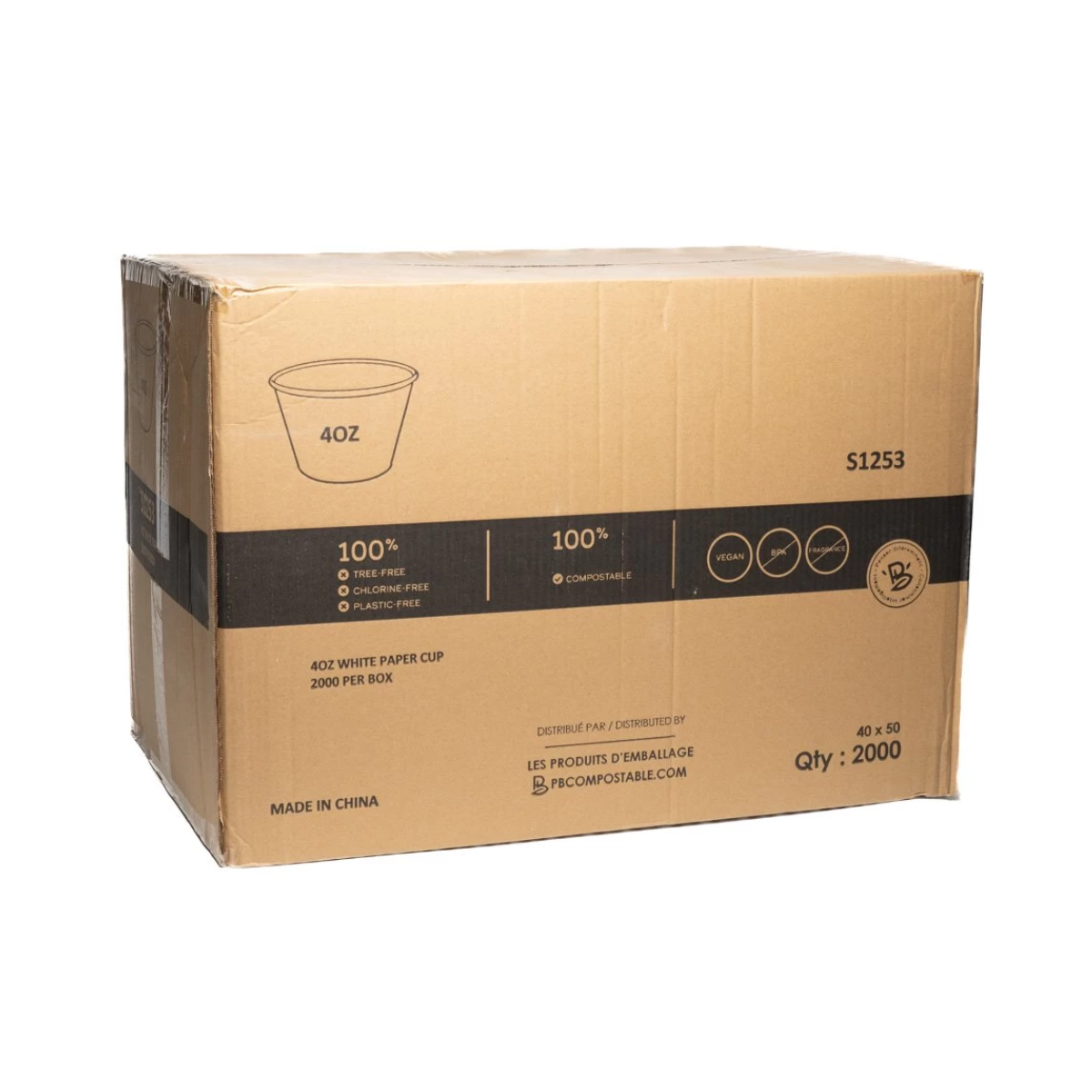 Bol Rond En Carton Blanc 4 oz – 2000/Caisse