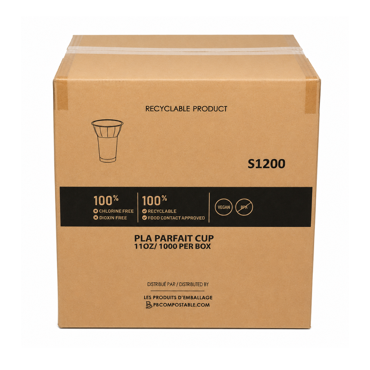 Contenant Parfait En PLA Compostable 11 oz – 1000/Caisse