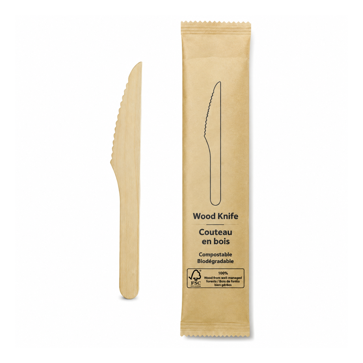 Couteau en bois de bouleau env. individuellement 500/CS