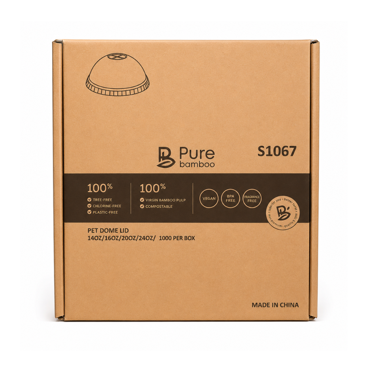 Couvercle en plastique dôme clair - 14-15-16-20-24oz - 1000/CS