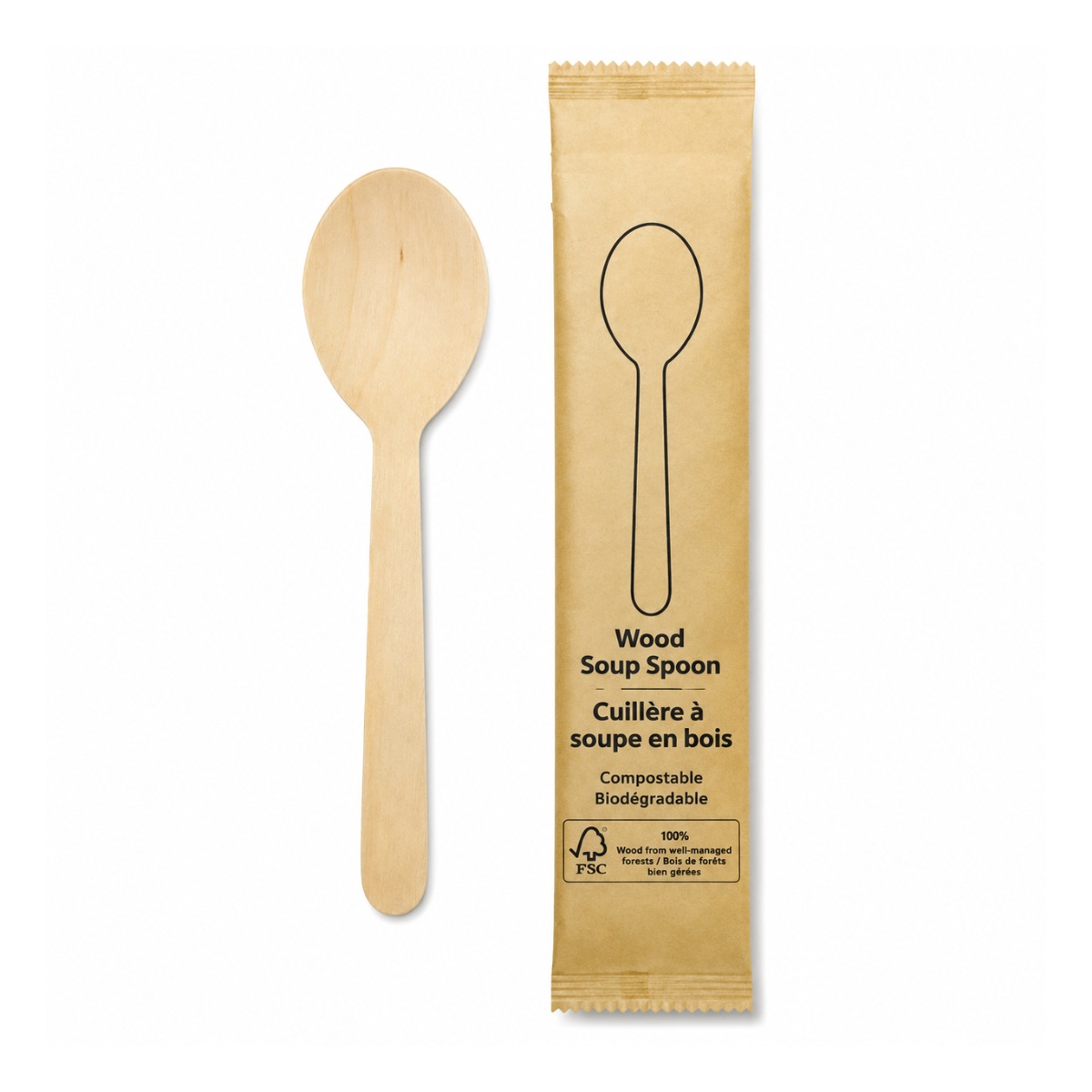 Cuillère à soupe en bois de bouleau env. individuellement 500/CS