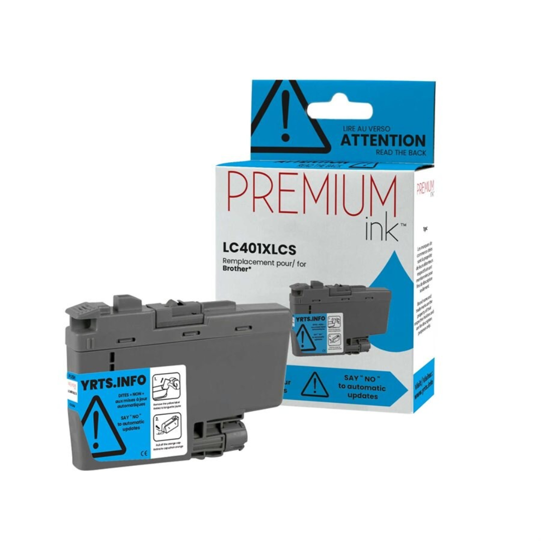 Encre Alternative Premium Cyan Brother LC401XLCS 500 Copies