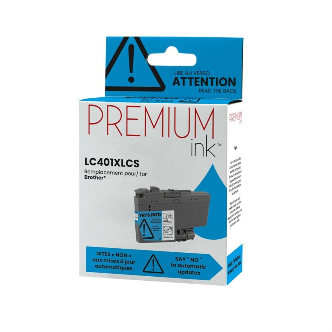 Encre Alternative Premium Cyan Brother LC401XLCS 500 Copies