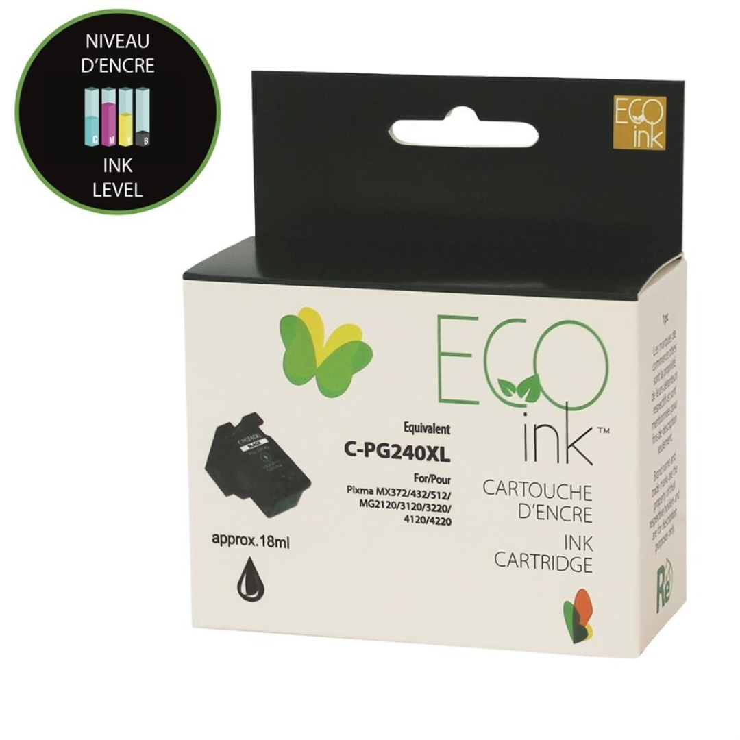 Canon PG240 XL Reman Encre Noire EcoInk avec Niveau d'Encre
