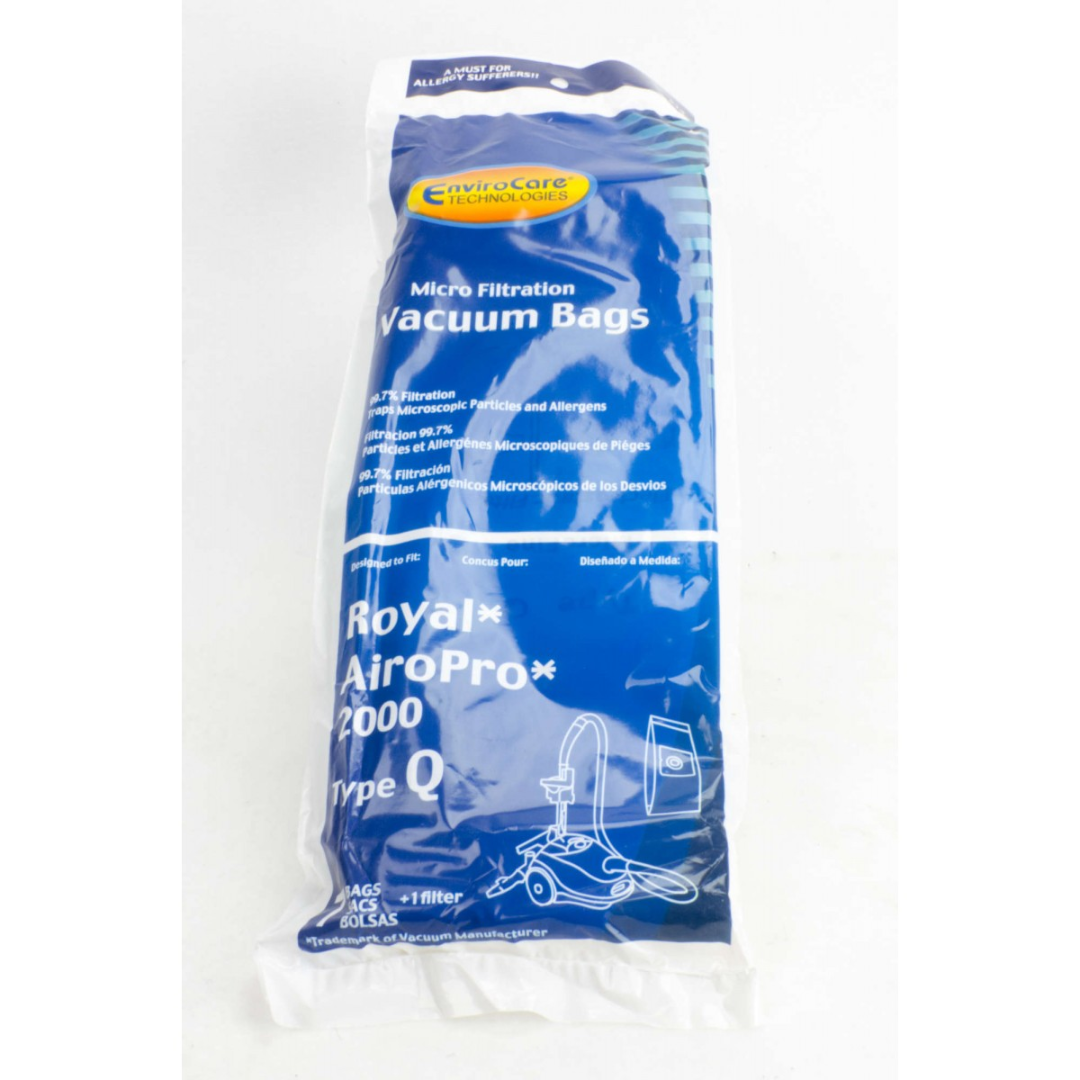 Sac microfiltre pour aspirateur Royal Air Pro 2000 type Q - paquet de 7 sacs + 1 filtre - Envirocare 214