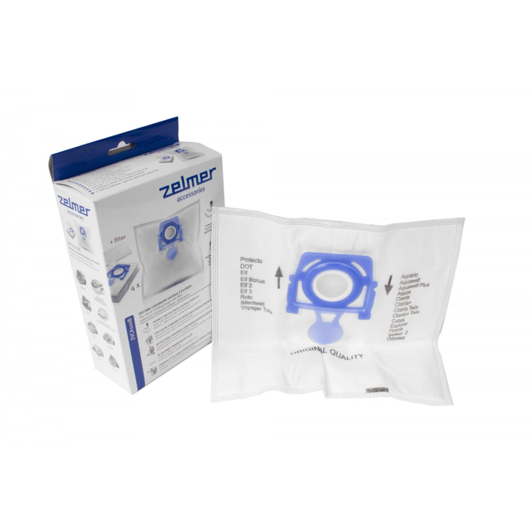 Sac microfiltre HEPA pour aspirateur chariot Zelmer 450 - paquet de 4 sacs + 1 filtre - Zelmer ZVCA100B