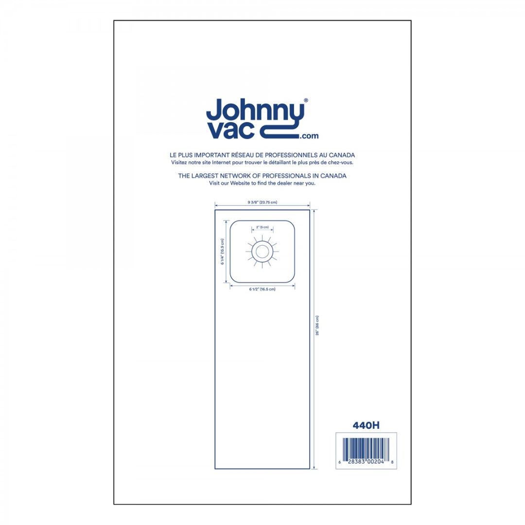 Sac microfiltre HEPA pour aspirateurs central Johnny Vac, Rhinovac, Nutone, Hoover, Kenmore et bien d'autres marques - paquet de 3 sacs
