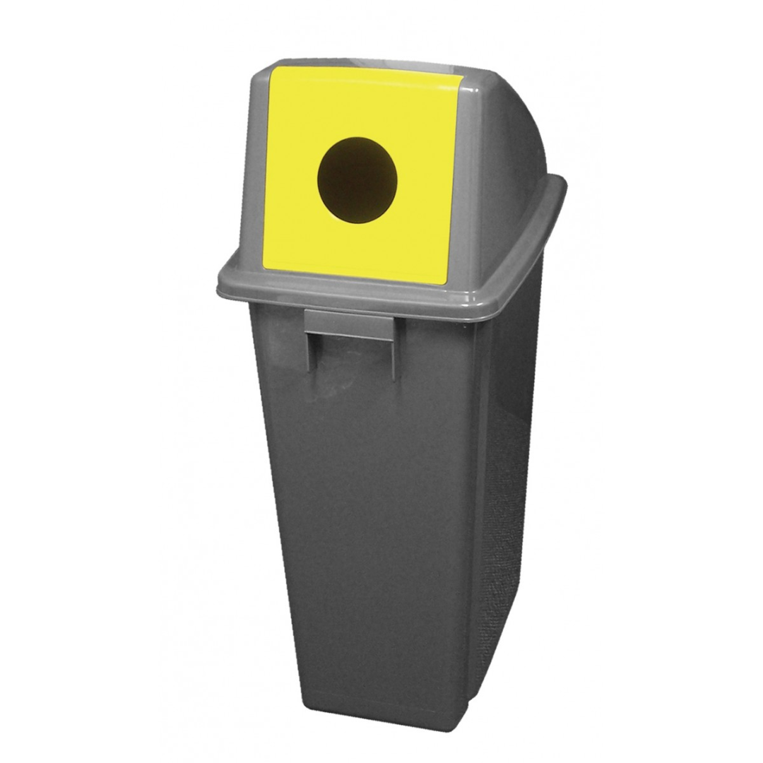 Poubelle pour le recyclage avec couvercle adapté pour les bouteilles - 15,8 gal (60 L) - BIN60PR - grise et jaune