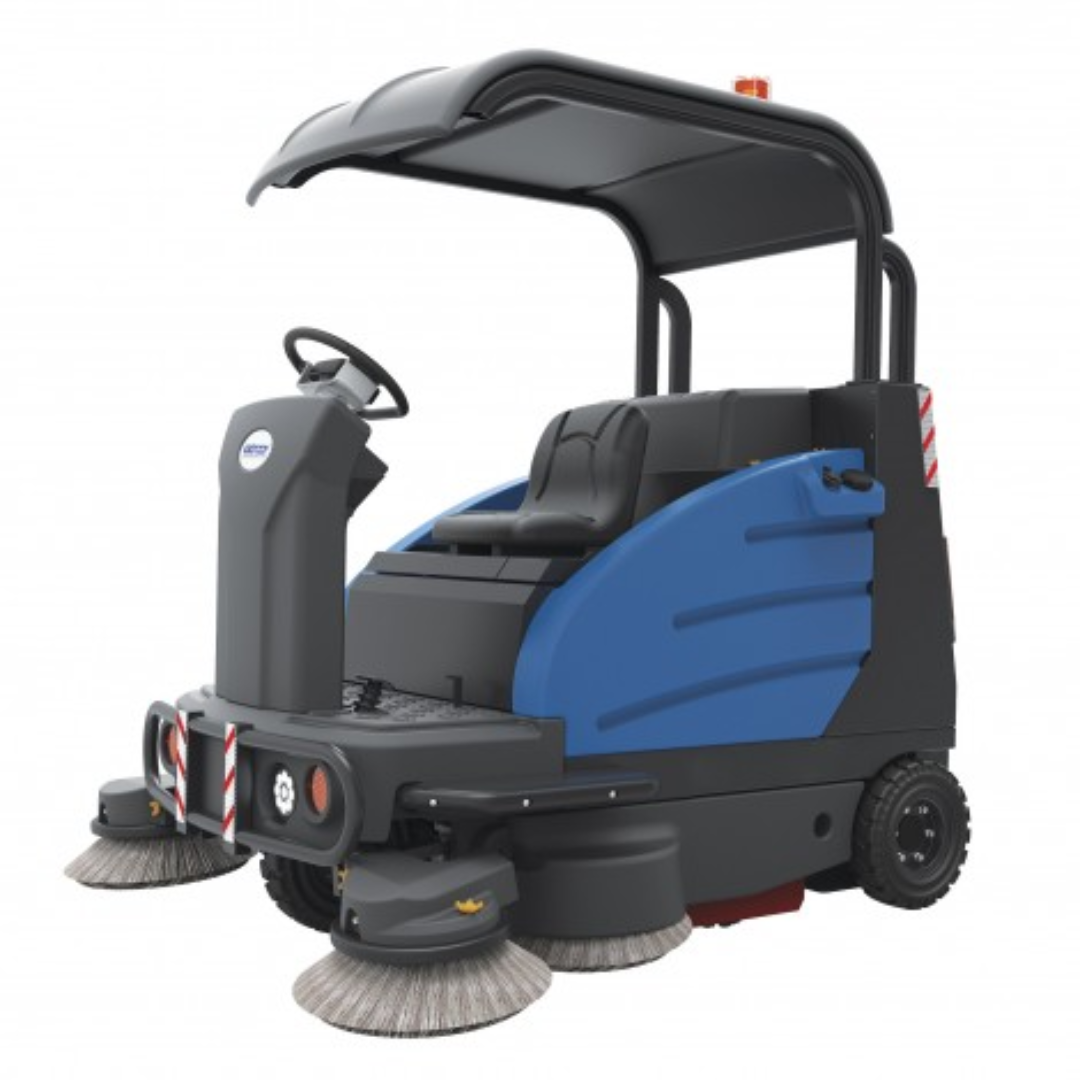 Balai motorisé industriel autoporté Johnny Vac - Surface de nettoyage de 74 1/4" (1886 mm) - Toit - Batterie et chargeur inclus