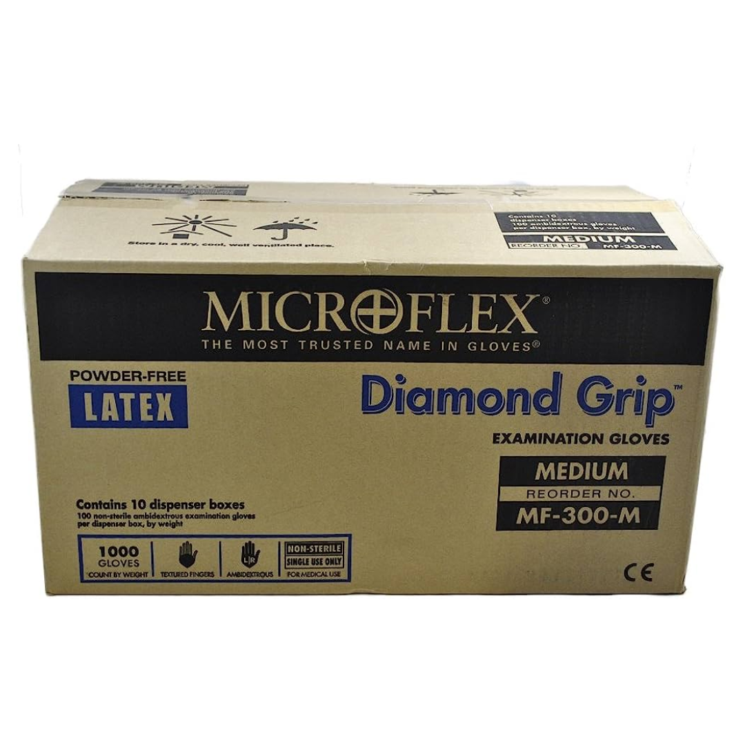 MICROFLEX Diamond Grip Durable Latex Glove 8 mils 10 X 100