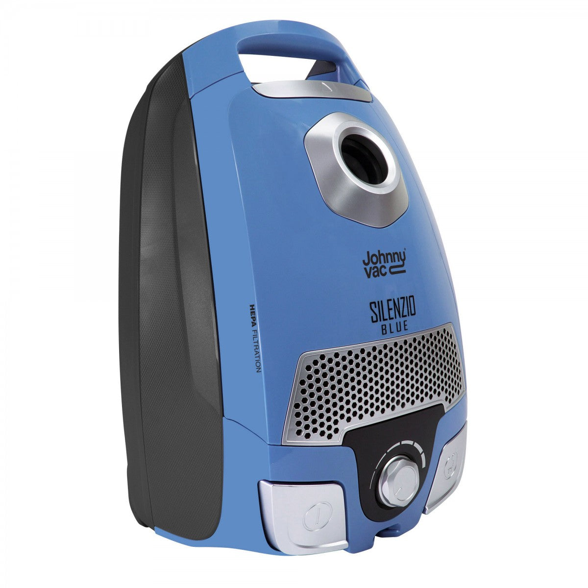 Aspirateur chariot - Johnny Vac Silenzio BLEU - filtration HEPA - sac HEPA - balai à air turbo Wessel-Werk - manchon télescopique - ensemble de brosses