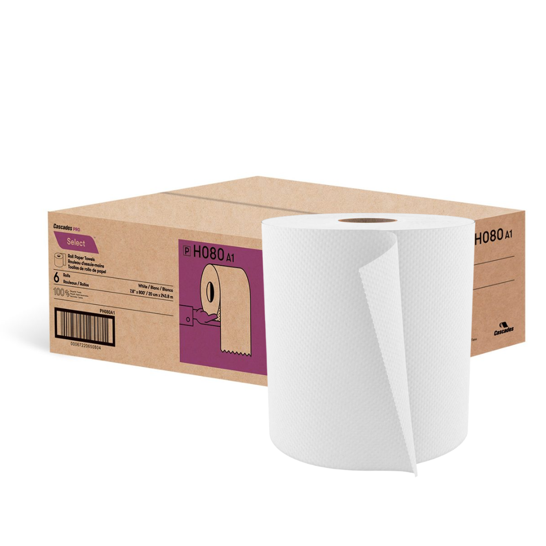 Papier à main Blanc Cascades 800' X 6 Rlx