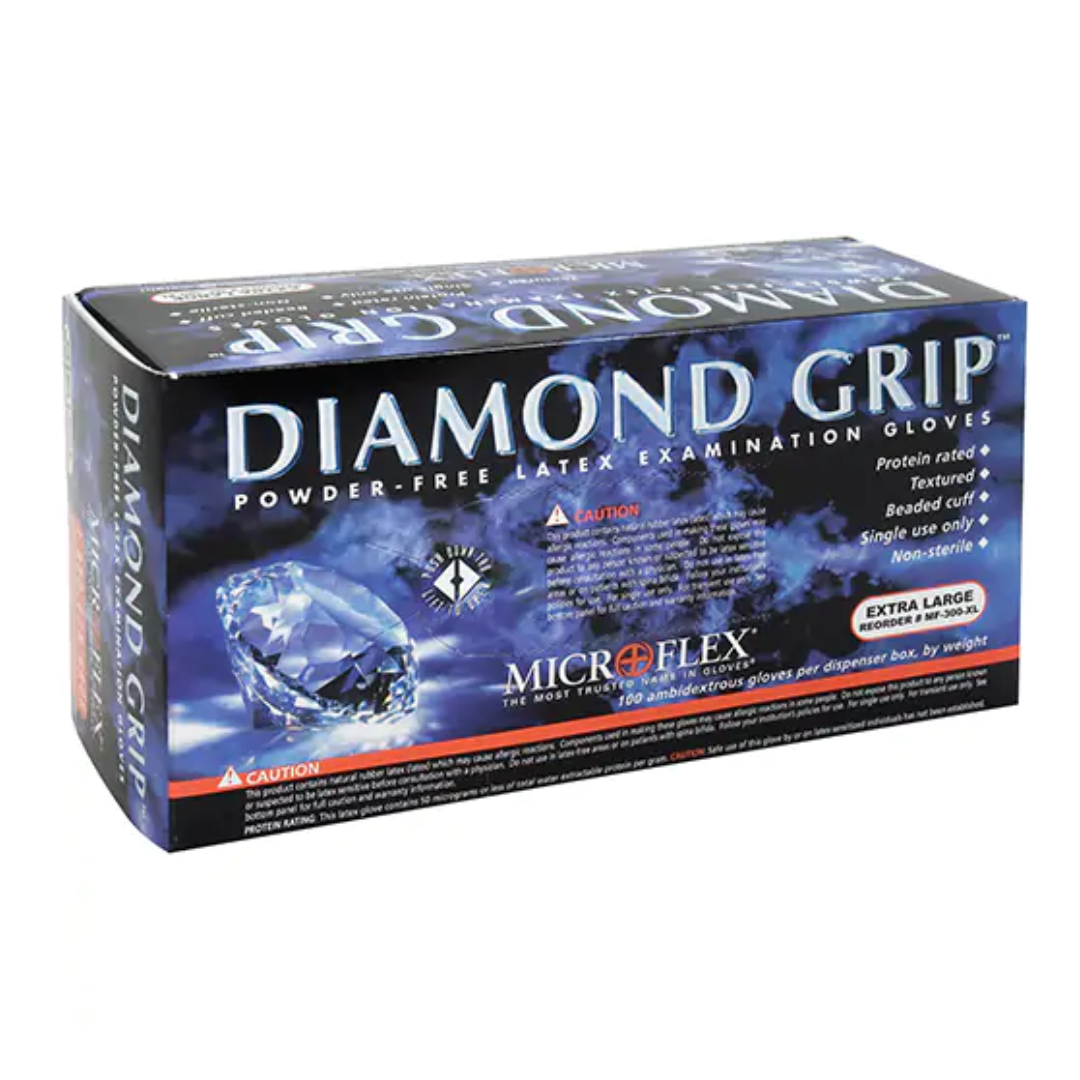 Gants d'examen en latex Diamond Grip 8 mils 10 X 100 *LIVRAISON GRATUITE