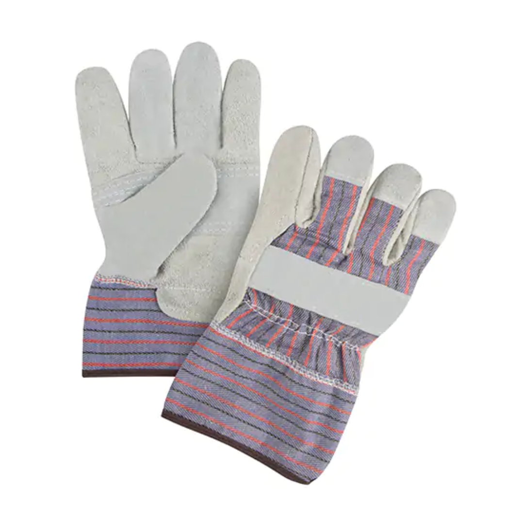 Gants d'ajusteur de première qualité avec paume renforcée, Grand, Paume en Cuir de vache refendu, Doublure en Coton
