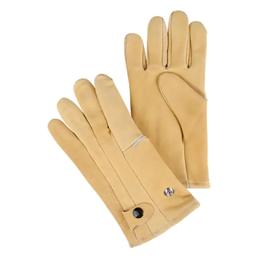 Gants de style conducteur, Paume en Cuir fleur de vache, Molleton