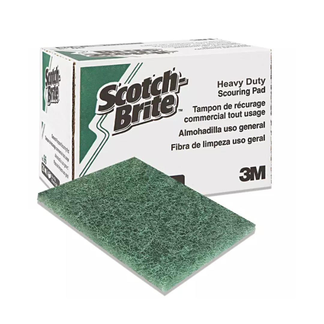 Tampon à récurer vert ultra-robuste 3M, 6"x 9", 12/bte