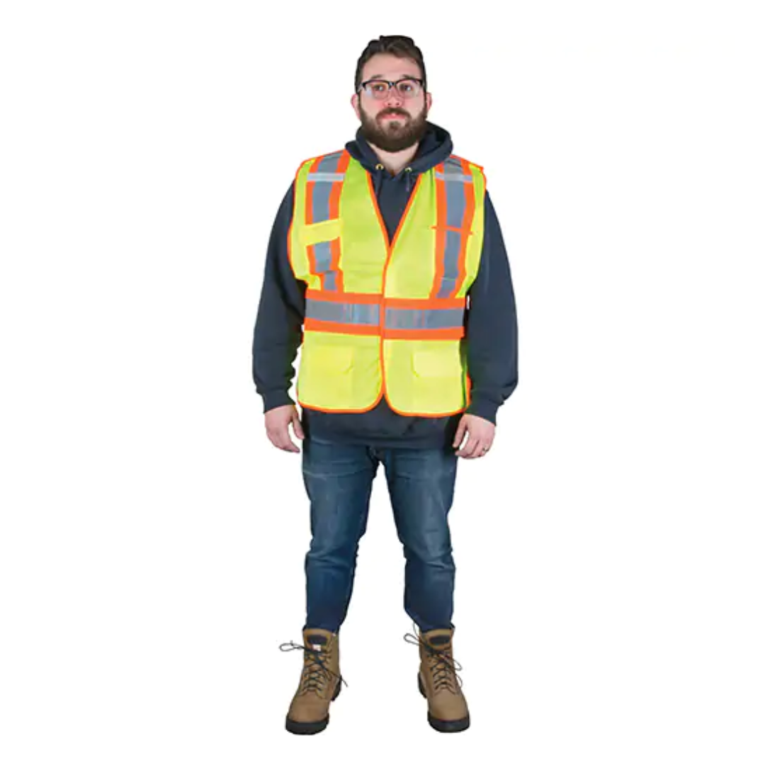 Veste d'arpenteur haute visibilité Jaune CSA Z96 classe 2 *Résiste aux flammes