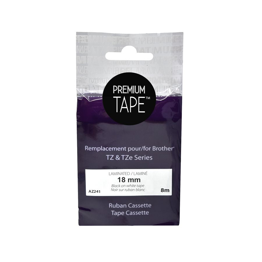 AZ241 - Brother TZ-241 NOIR/BLANC 18mm compatible 2/pqt *LIVRAISON GRATUITE