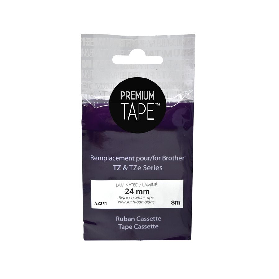 Brother TZ-251 NOIR / BLANC 24mm compatible 2/pqt *LIVRAISON GRATUITE