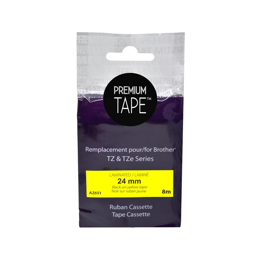 Brother TZ651 - NOIR / JAUNE 24mm compatible 2/pqt *LIVRAISON GRATUITE