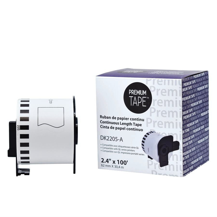 DK2205-A - Brother DK-2205-Papier continu BLANC 62mm*30.48m compatible 2/pqt *LIVRAISON GRATUITE