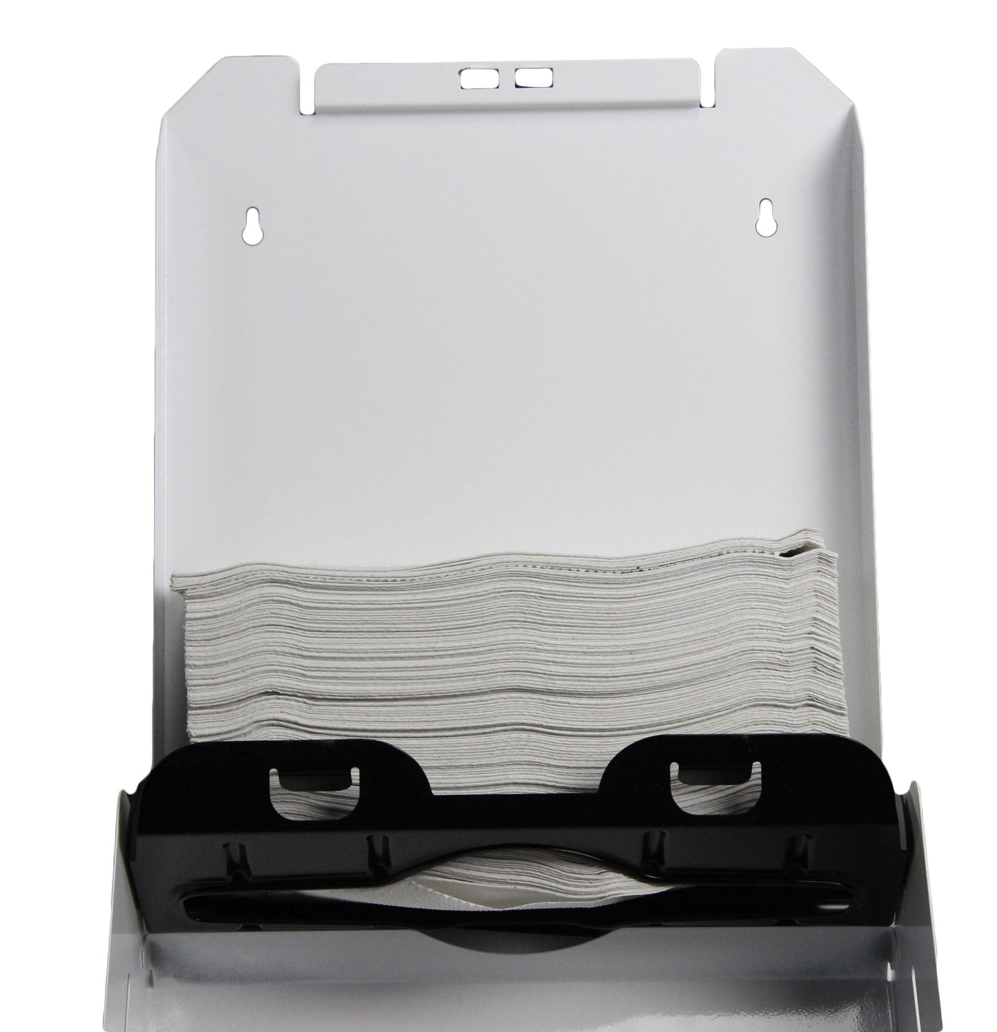 Distributeur de papier à main plis multiples en métal blanc avec serrure