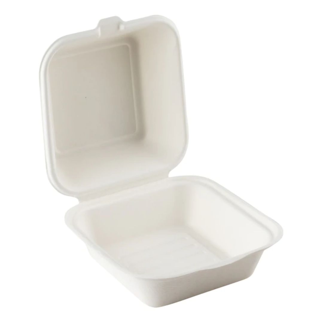 Contenant refermable en bagasse 6'' x 6''