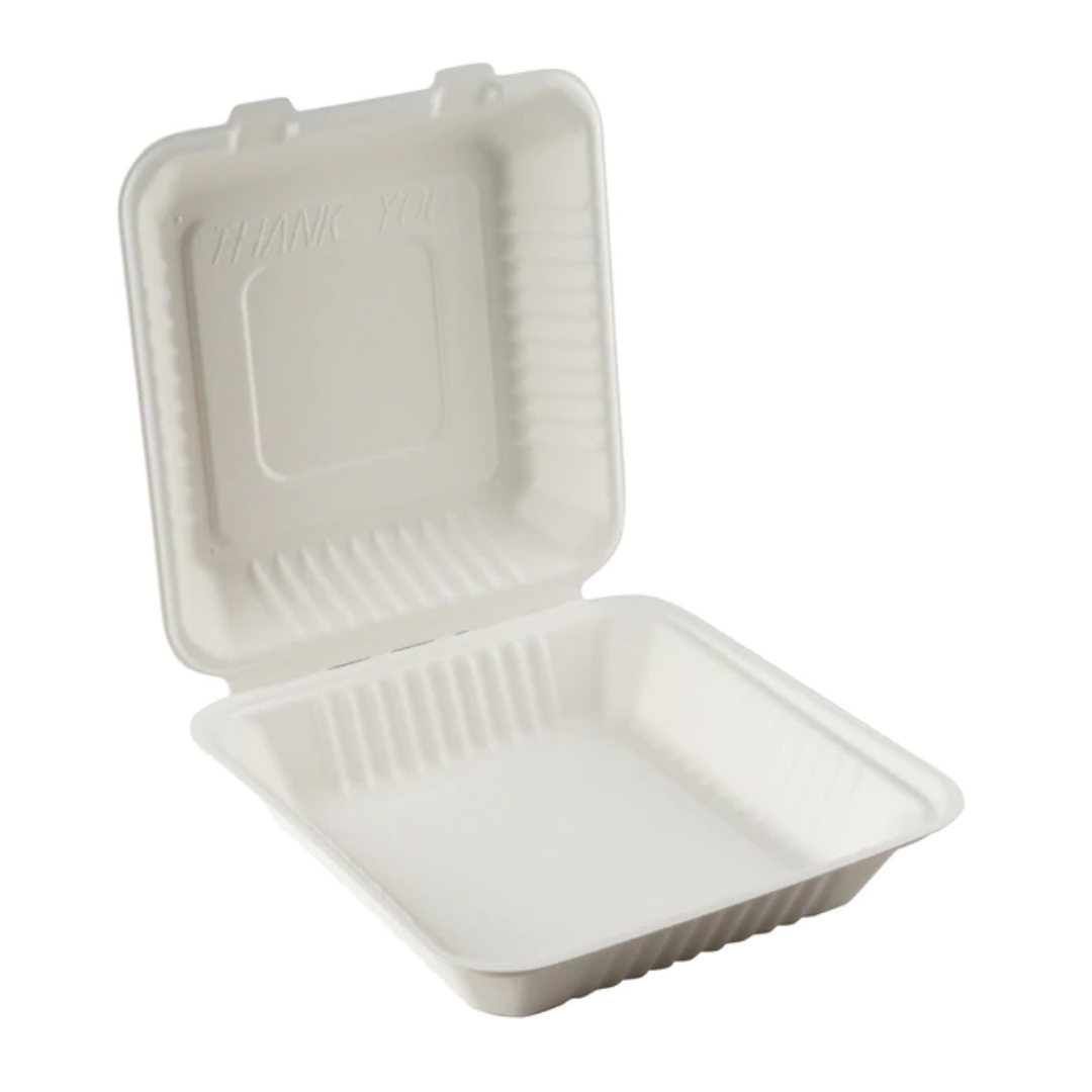 Contenant refermable en bagasse 9''x 9"