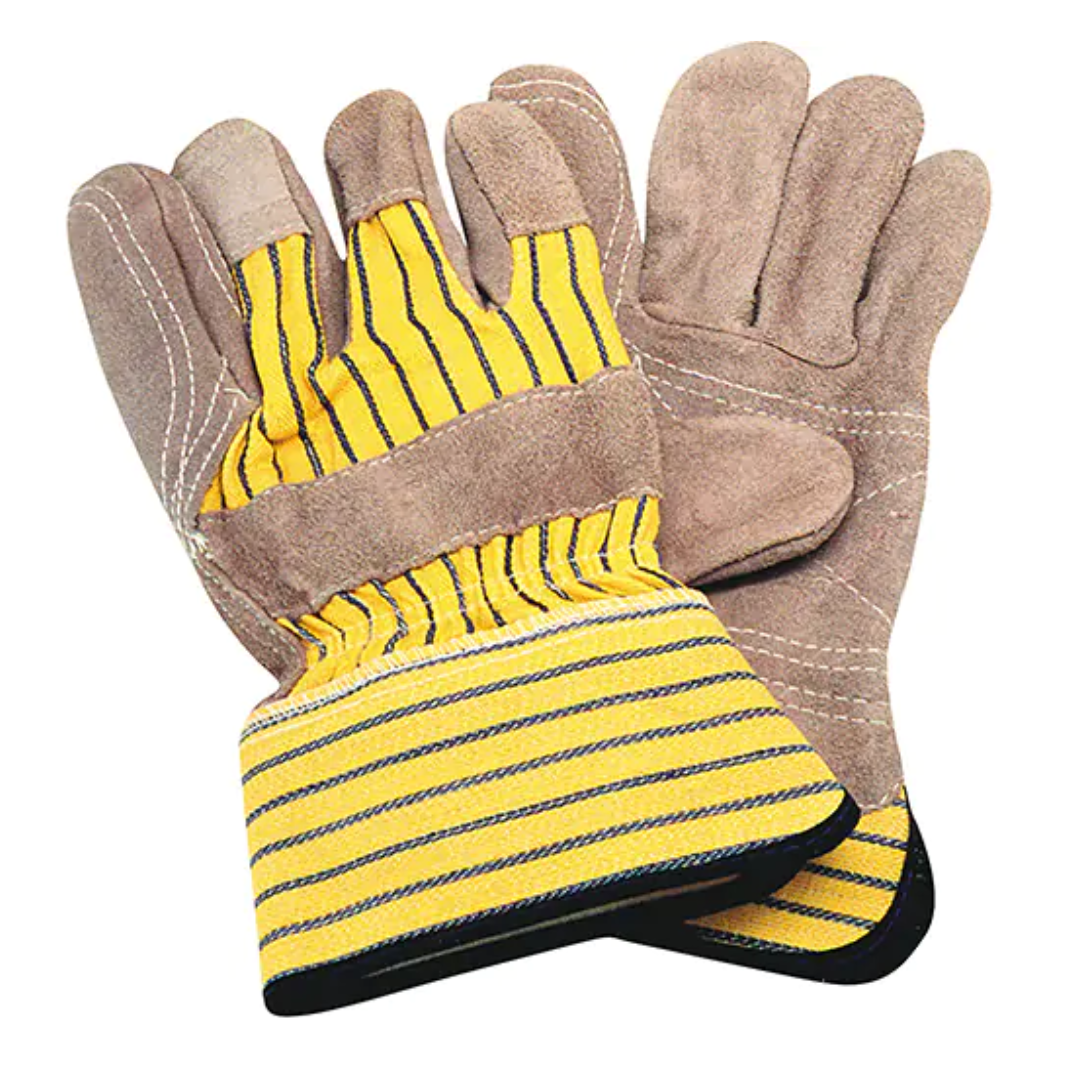 Gants d'ajusteur de qualité standard à paume double, Paume en Cuir de vache refendu, Doublure en Coton