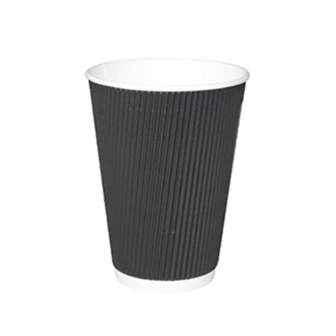 Verre à boisson chaude paroi gaufrée Noir 10 oz 500/CS