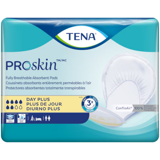 TENA ProSkin Plus de jour | Coussinets absorbants grand format entièrement perméables à l’air