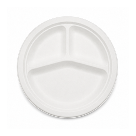 Assiette en bagasse 3 compartiments
