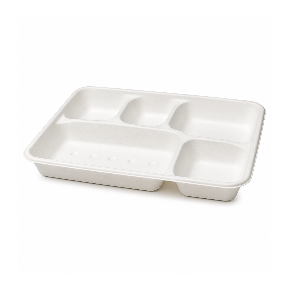 Contenant En Bagasse 5 Compartiments 28.2 cm x 22 cm x 3.75 cm – 400/Caisse