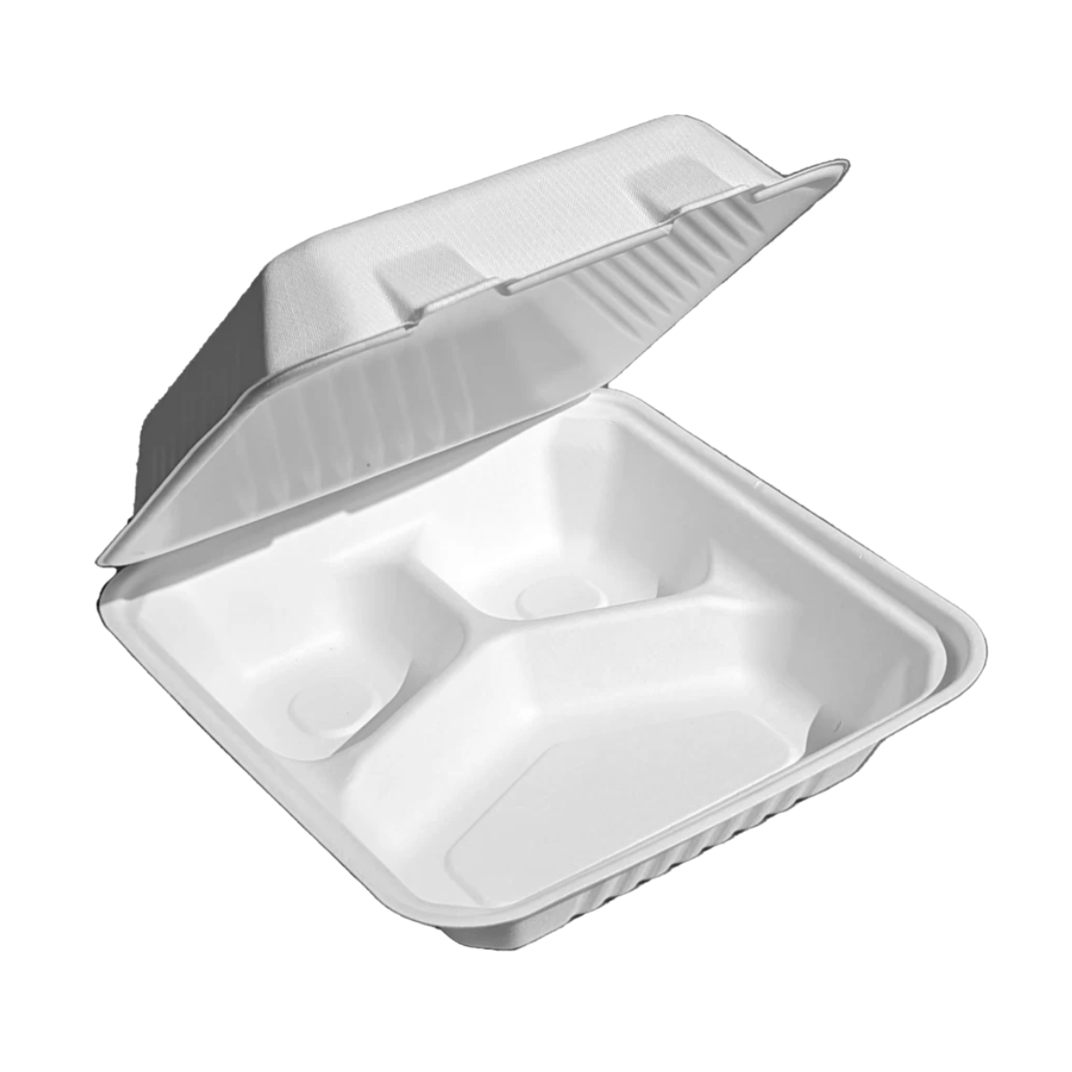 Contenant En Bagasse 8" 3 Compartiments – 200/Boîte