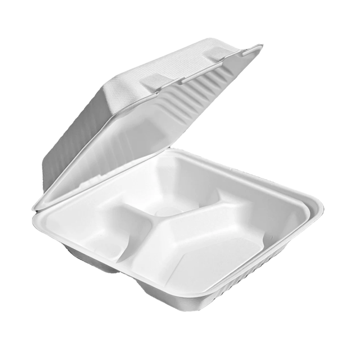 Contenant En Bagasse 8" 3 Compartiments – 200/Boîte