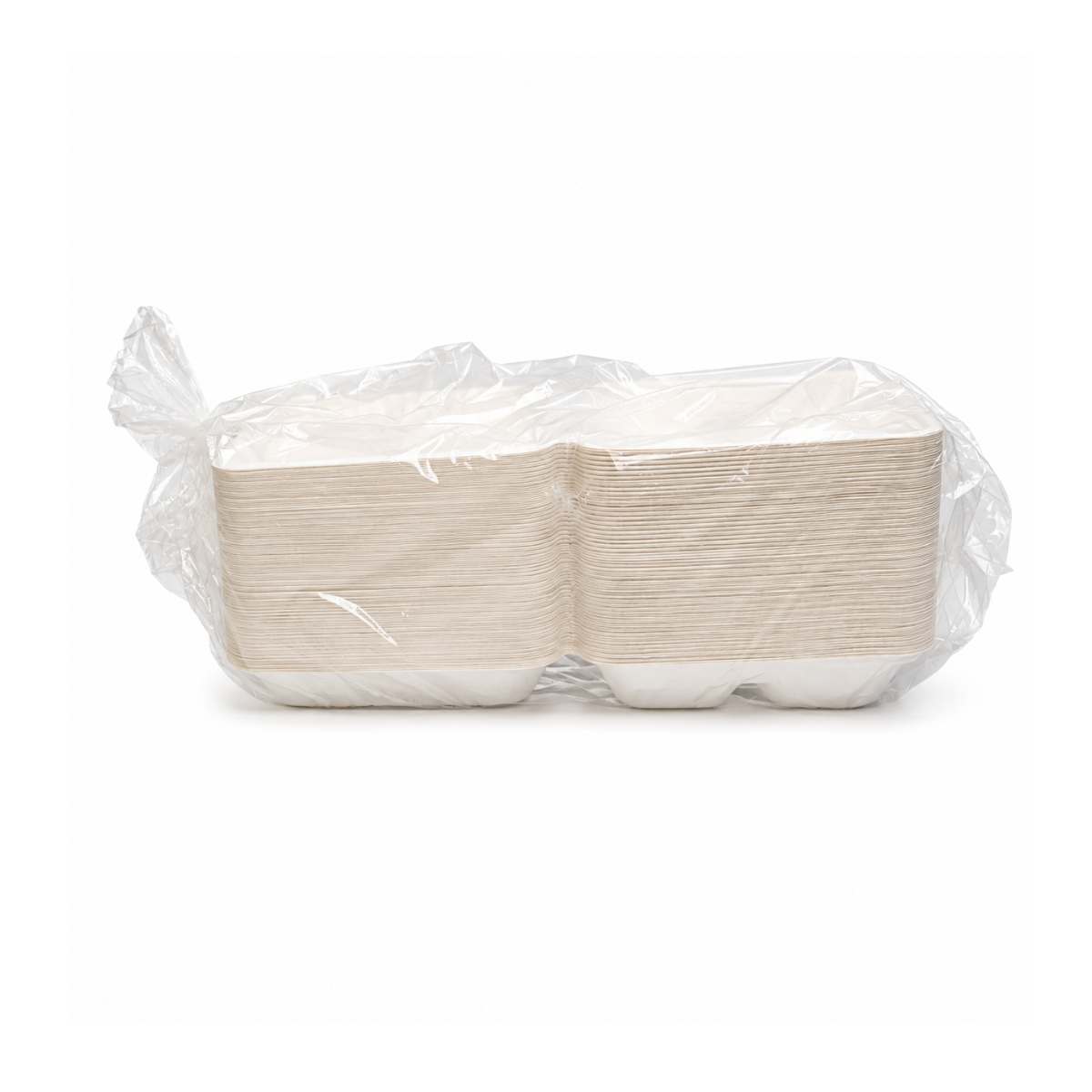 Contenant En Bagasse Avec Rabat 3 Compartiments 9" x 9" x 3" – 200/Caisse