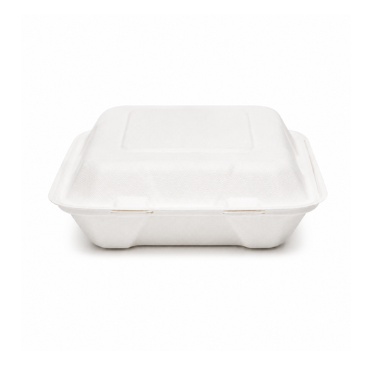 Contenant En Bagasse Avec Rabat 8" x 8" x 3" – 200/Caisse