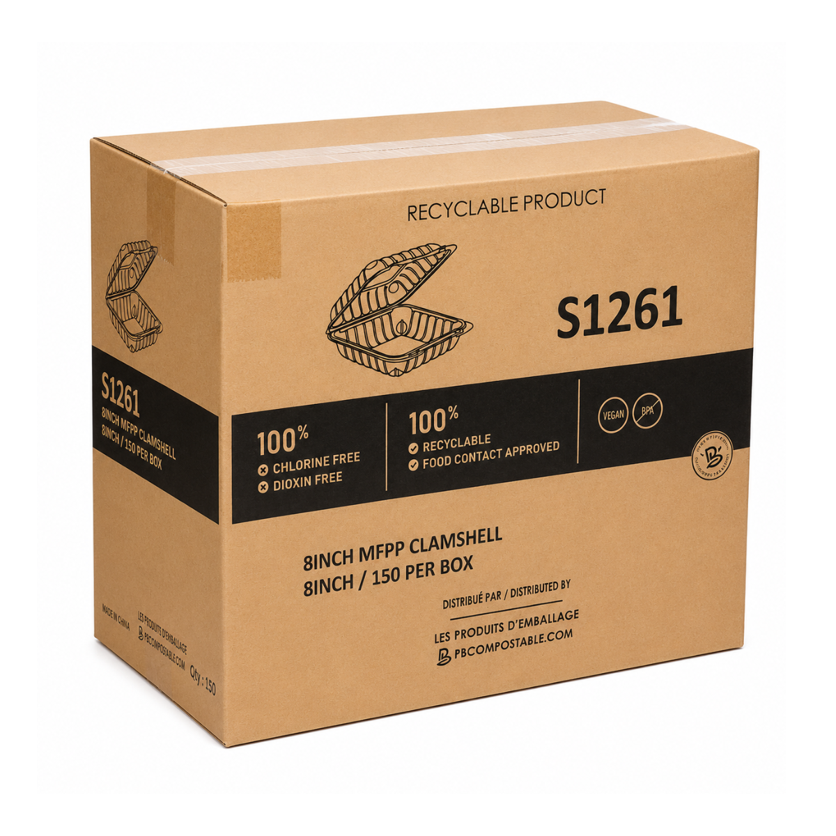 Contenant MFPP 8" 1 Compartiment 900 ml – 150/Caisse