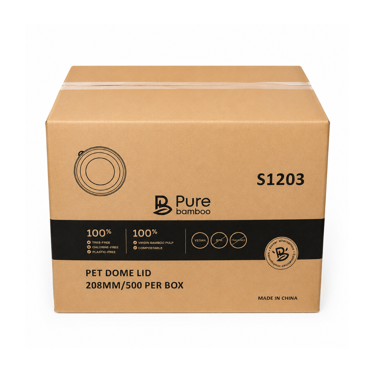 Couvercle rond pour bol en bagasse S1202 500/caisse