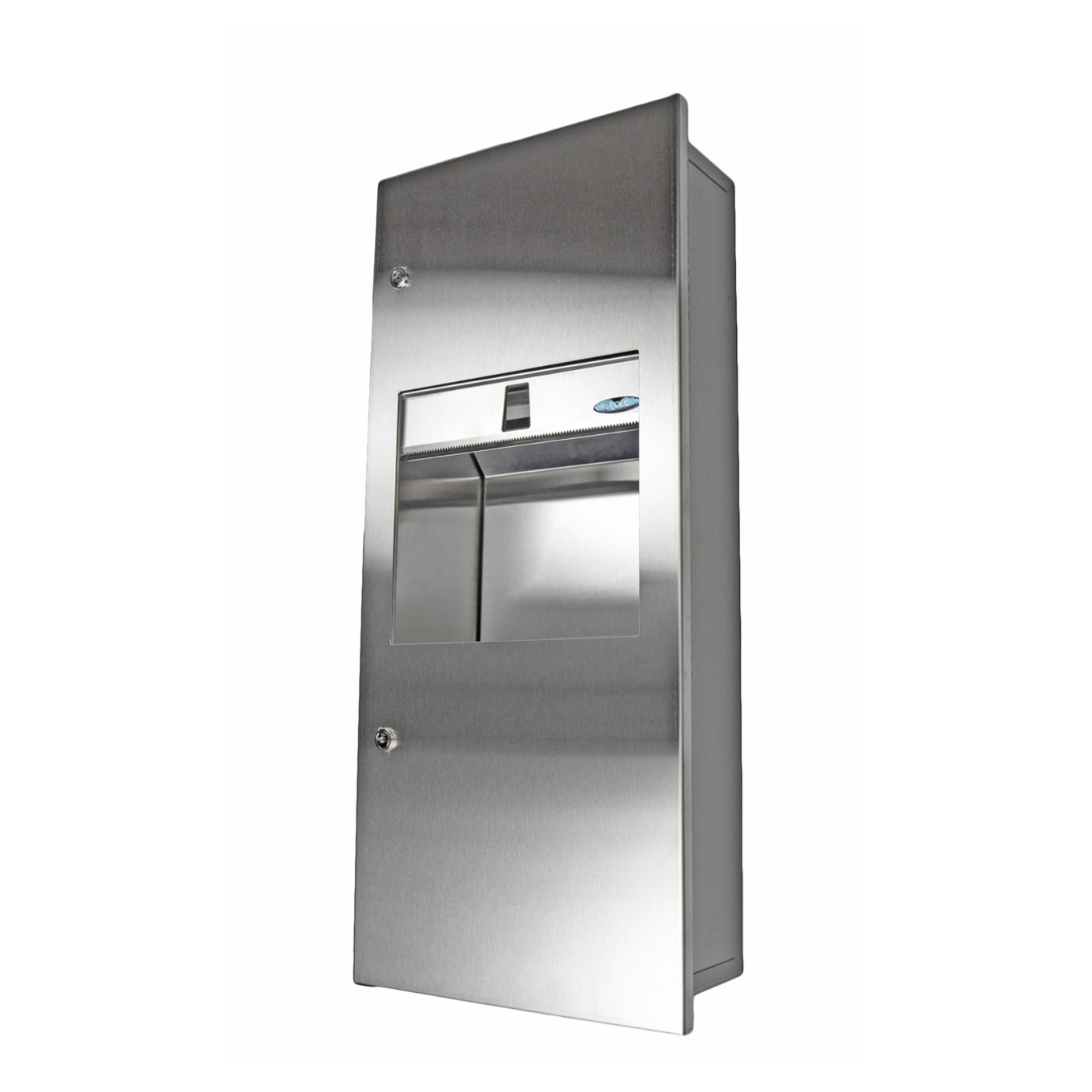 Combo distributeur de papier et poubelle en surface compact