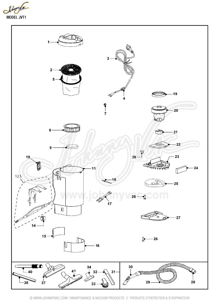 Aspirateur dorsal professionnel - capacité du réservoir 6 L (1,5 gal) - avec accessoires - filtration HEPA - câble d'alimentation de 9 m (30") - bretelles coussinées et ceinturon - Ghibli 15881250211