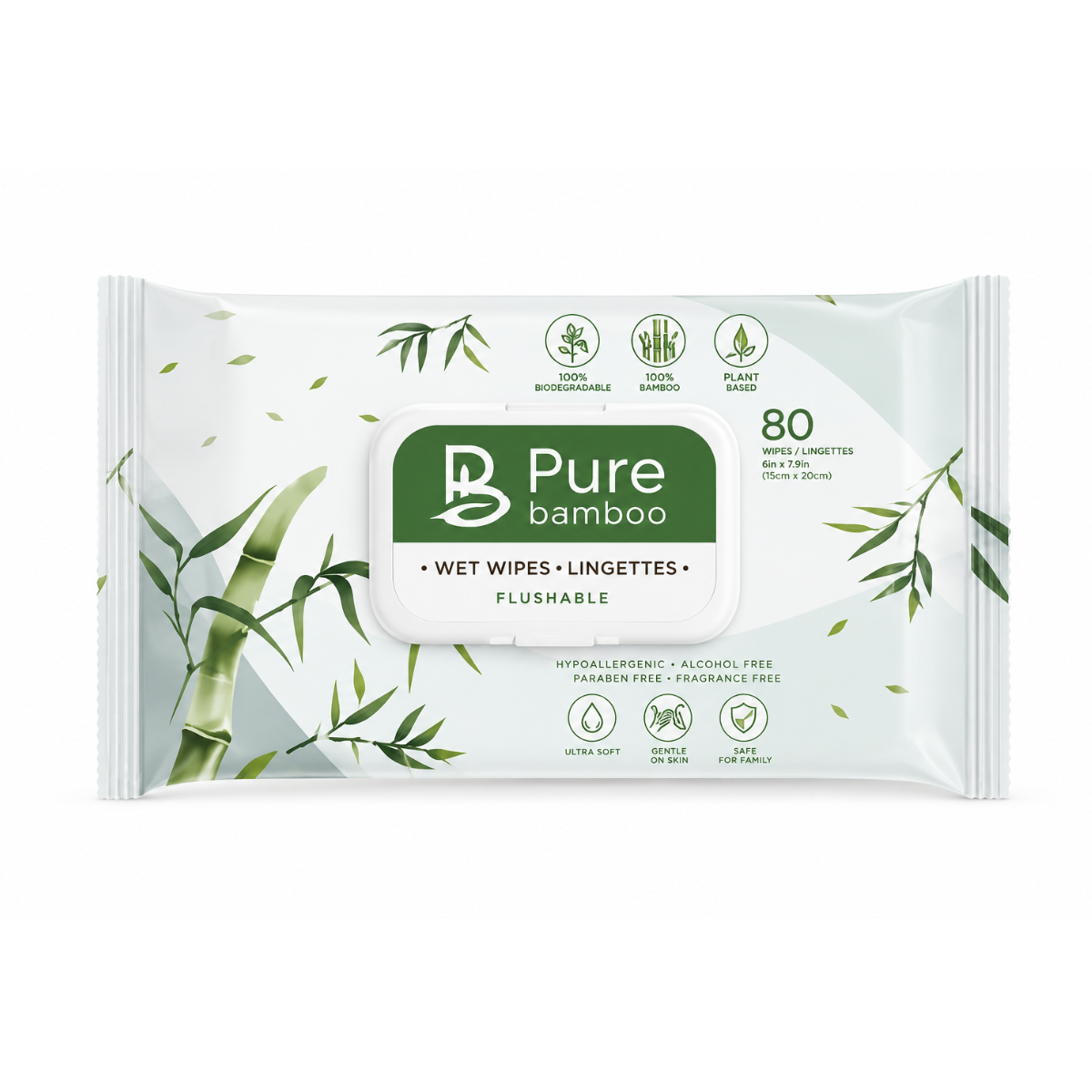 Lingette pour bébé Pure Bamboo compostable 9PQT/80F