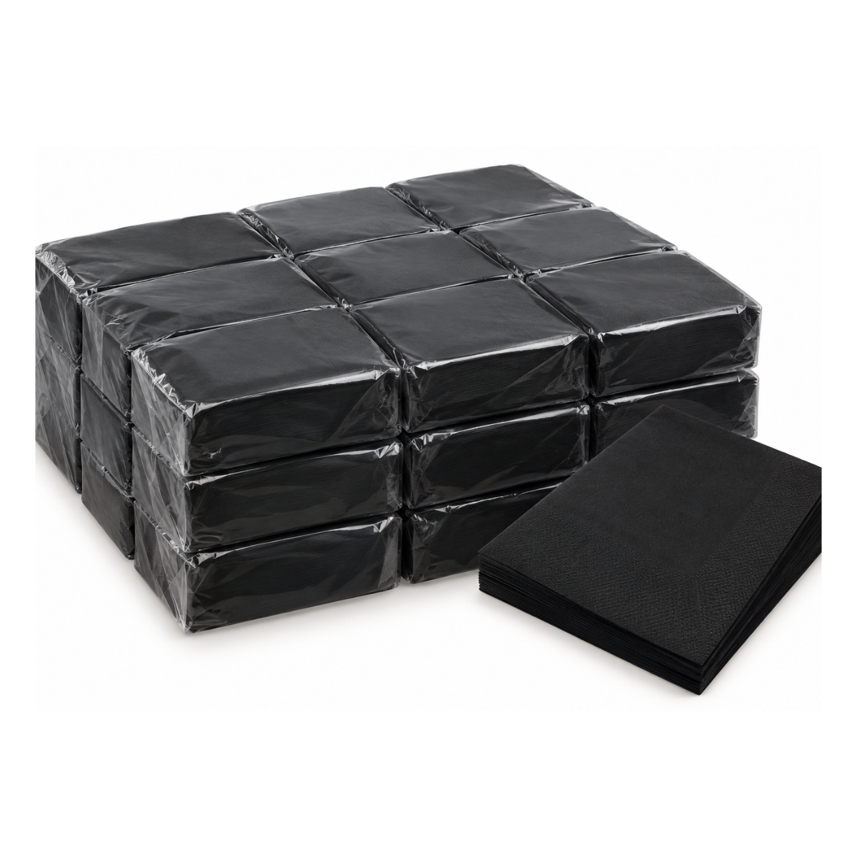 Napkin Cocktail Noir 2 Plis - 20 Paquets de 100 Unités/Caisse