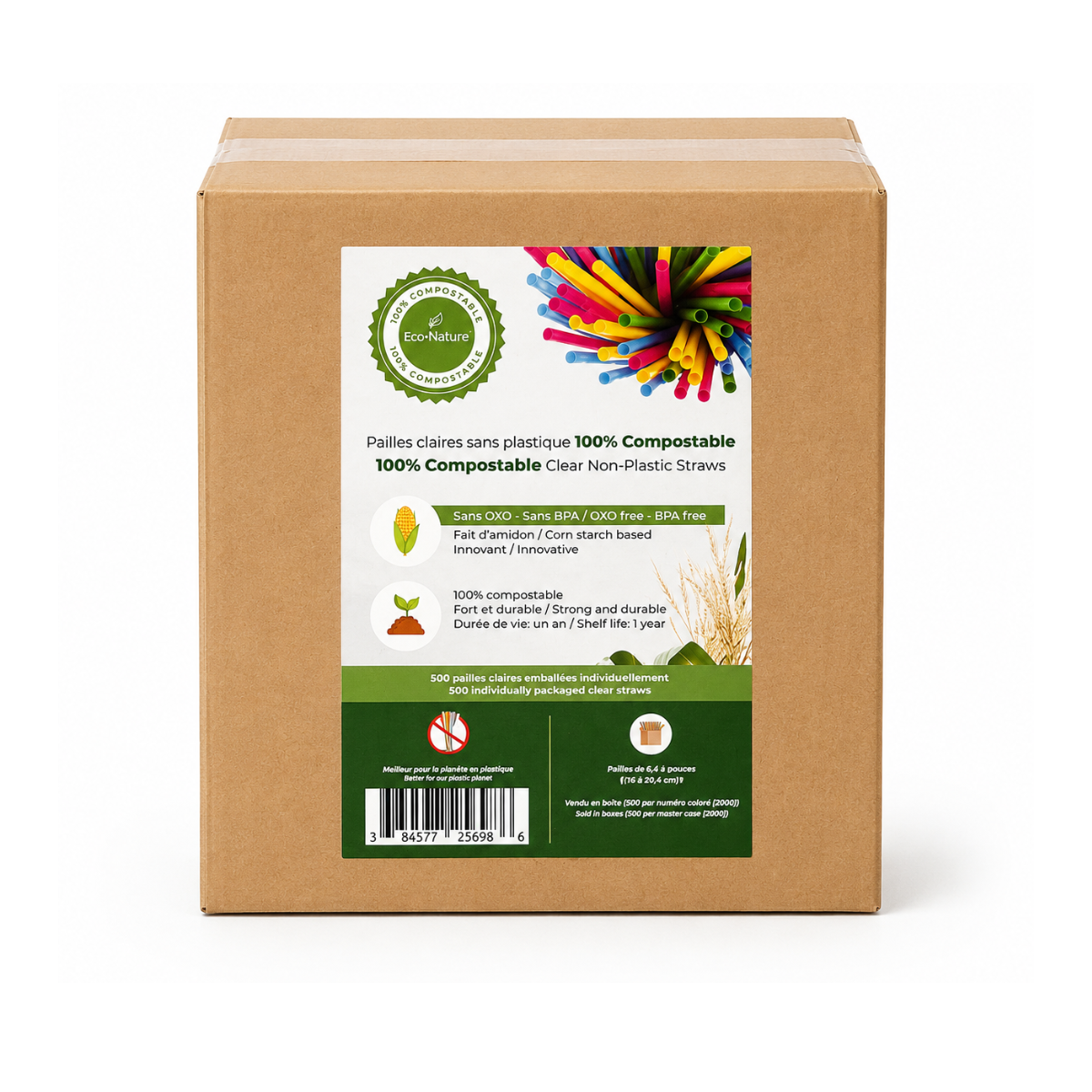 Paille compostable 8" Pure Bamboo - 100/boite