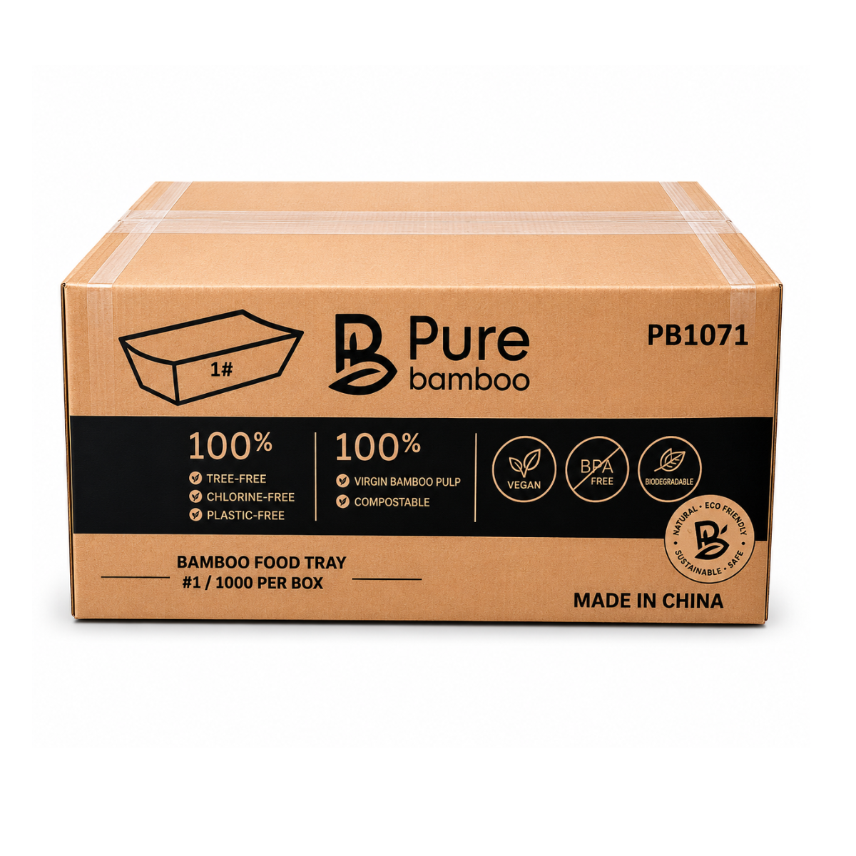 Plateau en bambou No.1 compostable 1000/boites