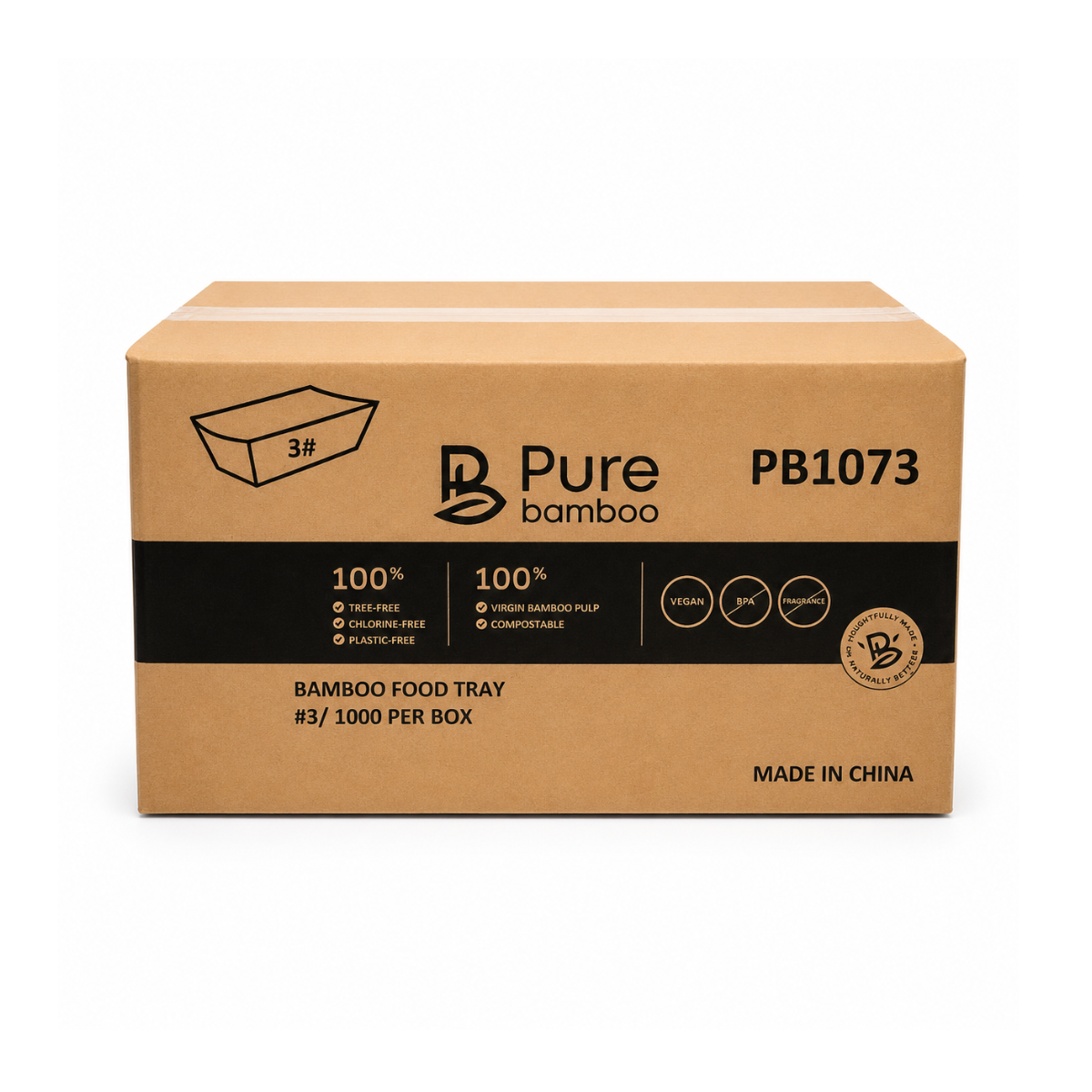 Plateau en bambou No.3 compostable 1000/boites
