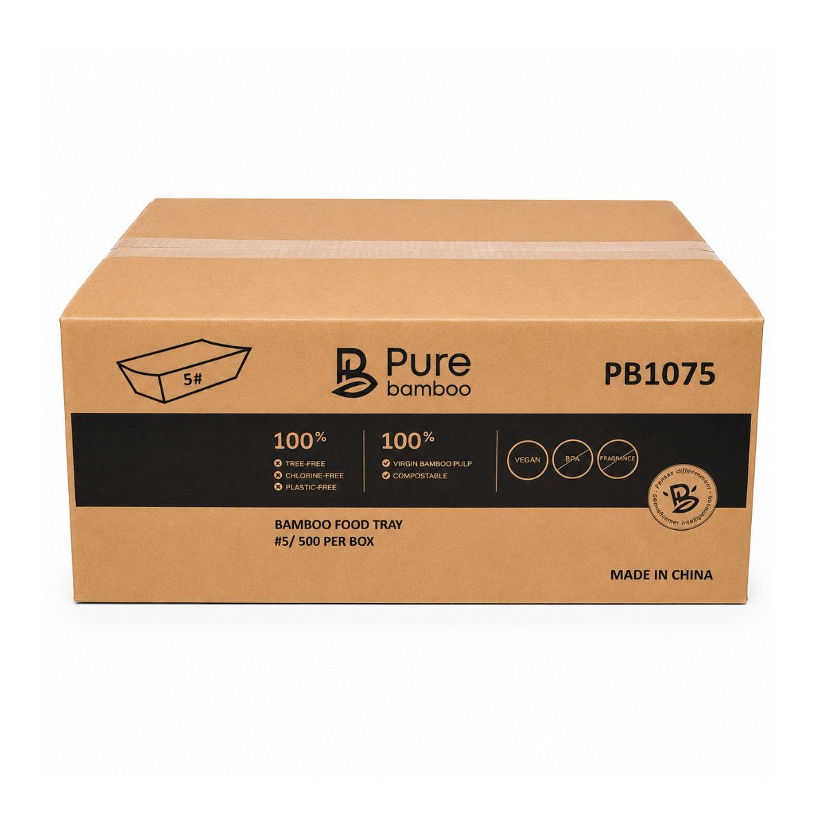 Plateau en bambou No.5 compostable 500/boites