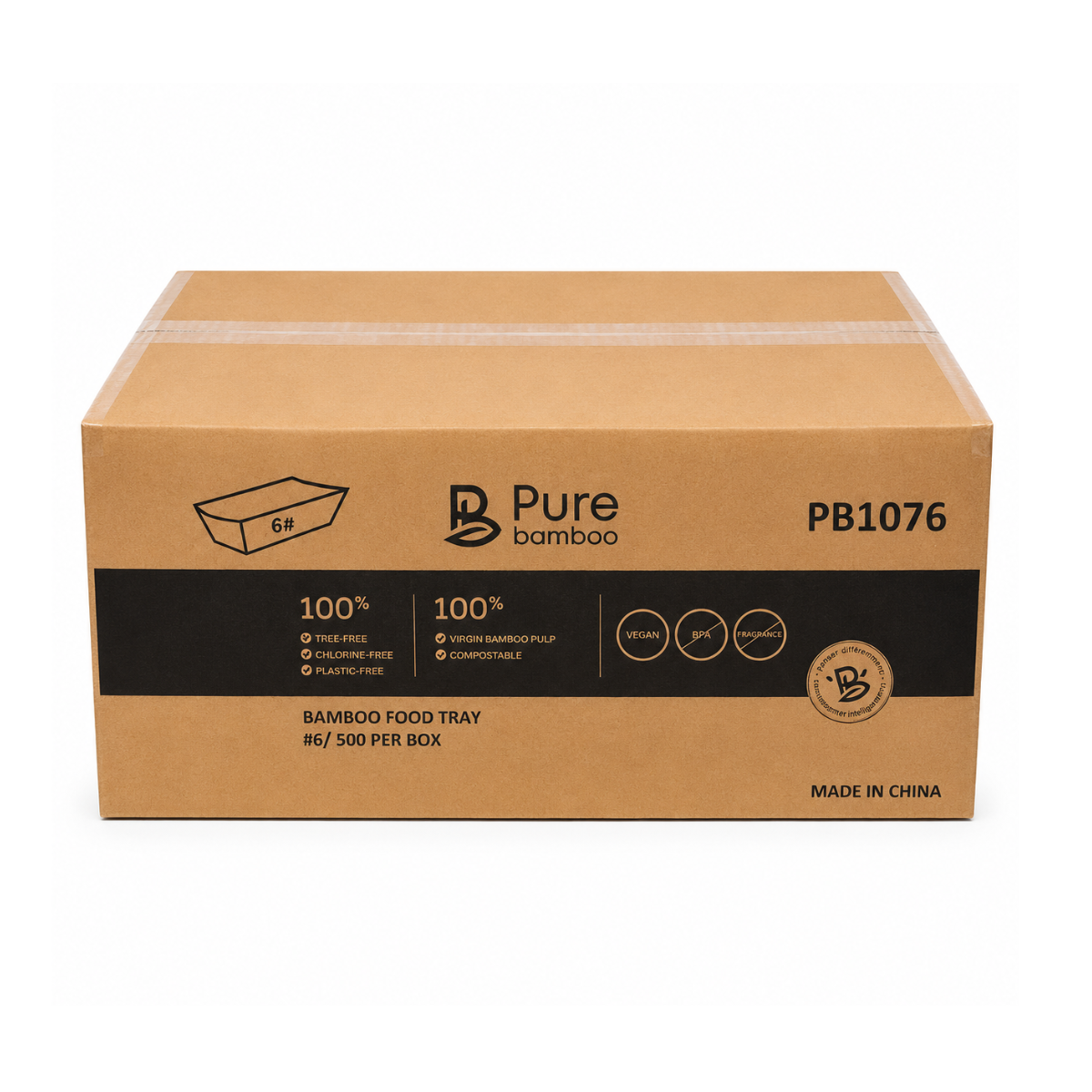 Plateau en bambou No.6 compostable 500/boites